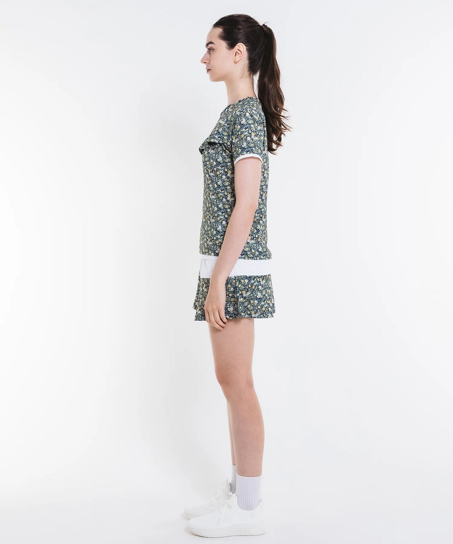 フラワープリントギャザー TEE