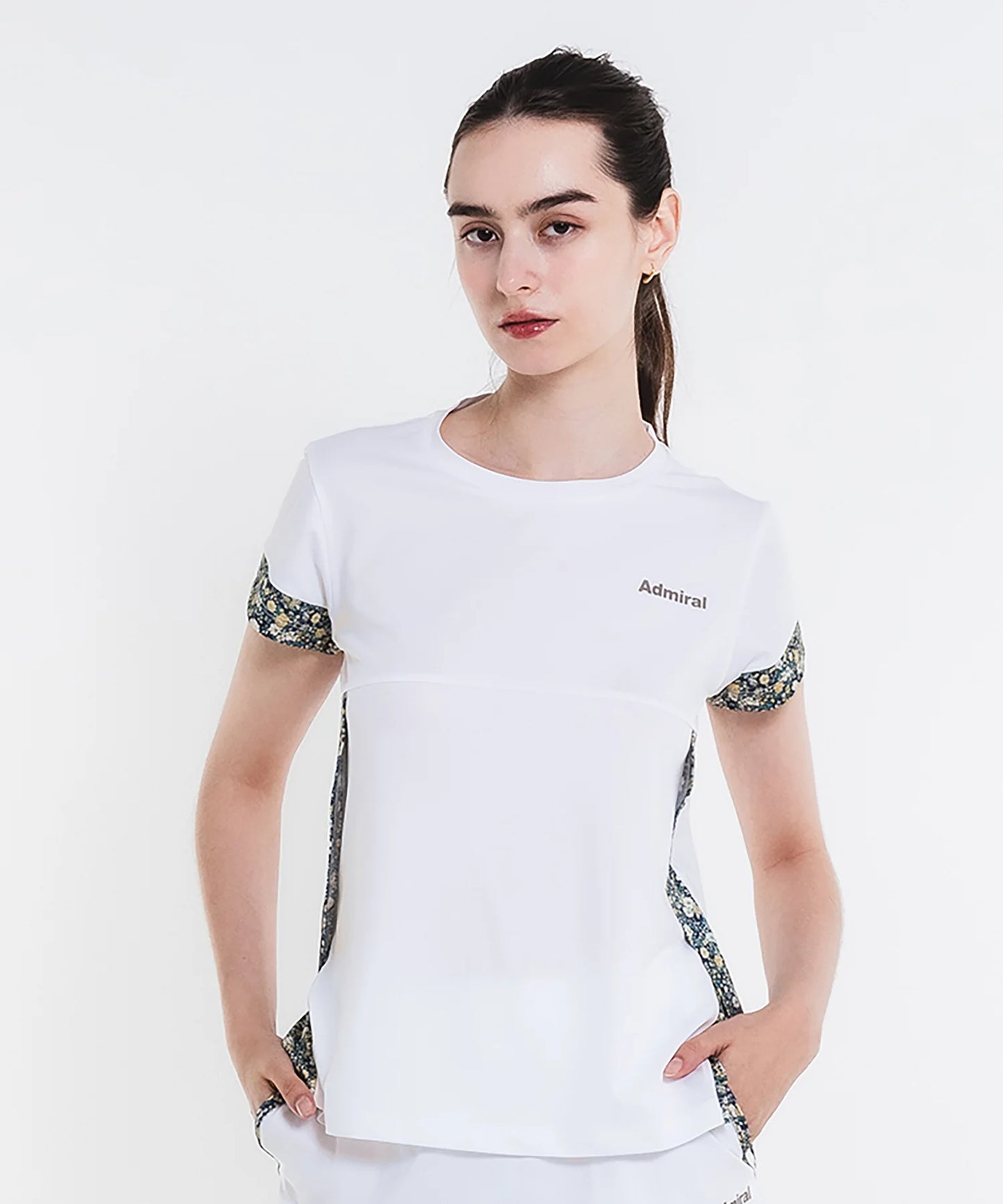 フラワープリントサイドスリット TEE