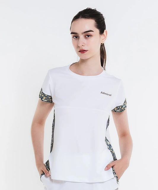 フラワープリントサイドスリット TEE