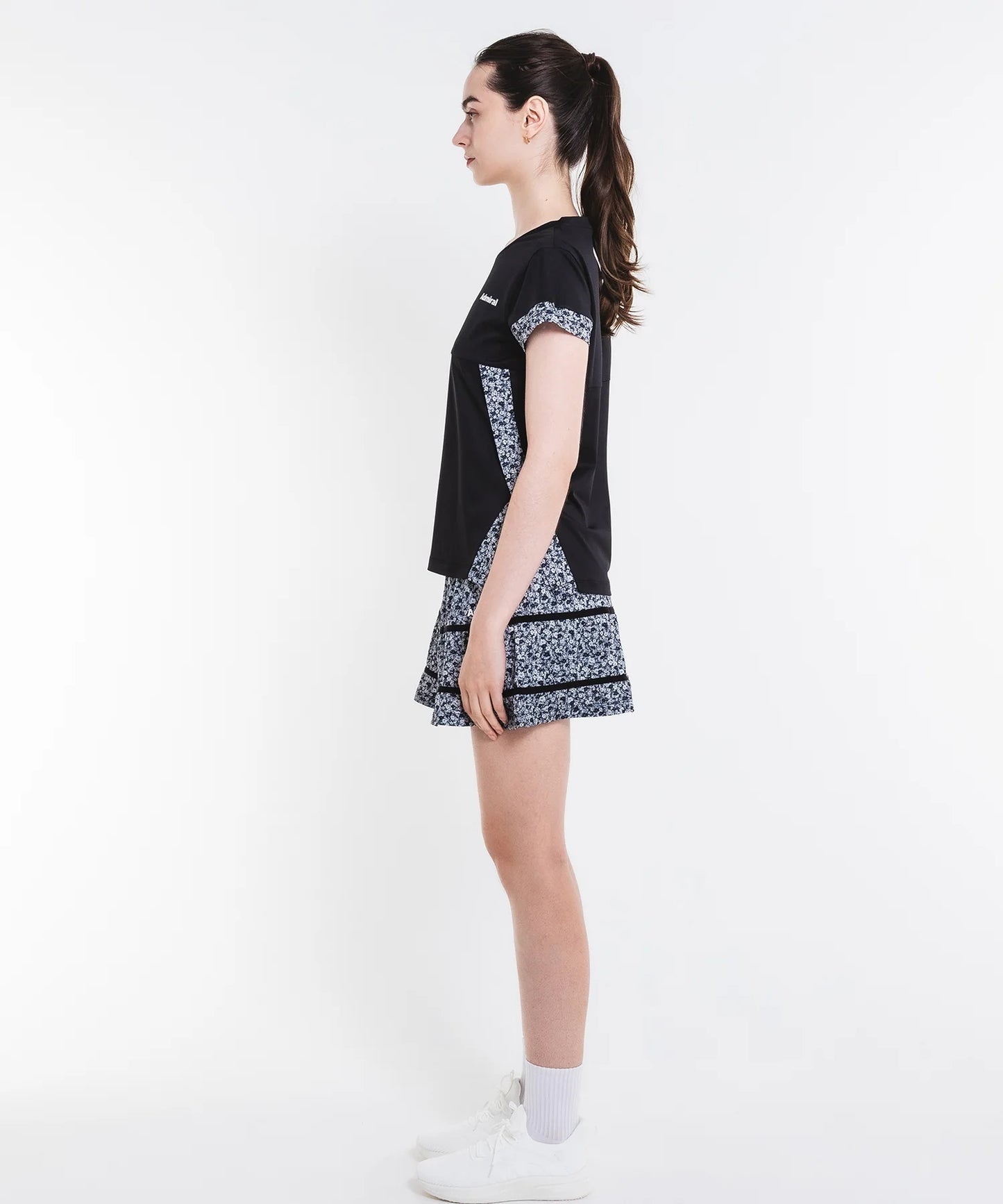 フラワープリントサイドスリット TEE