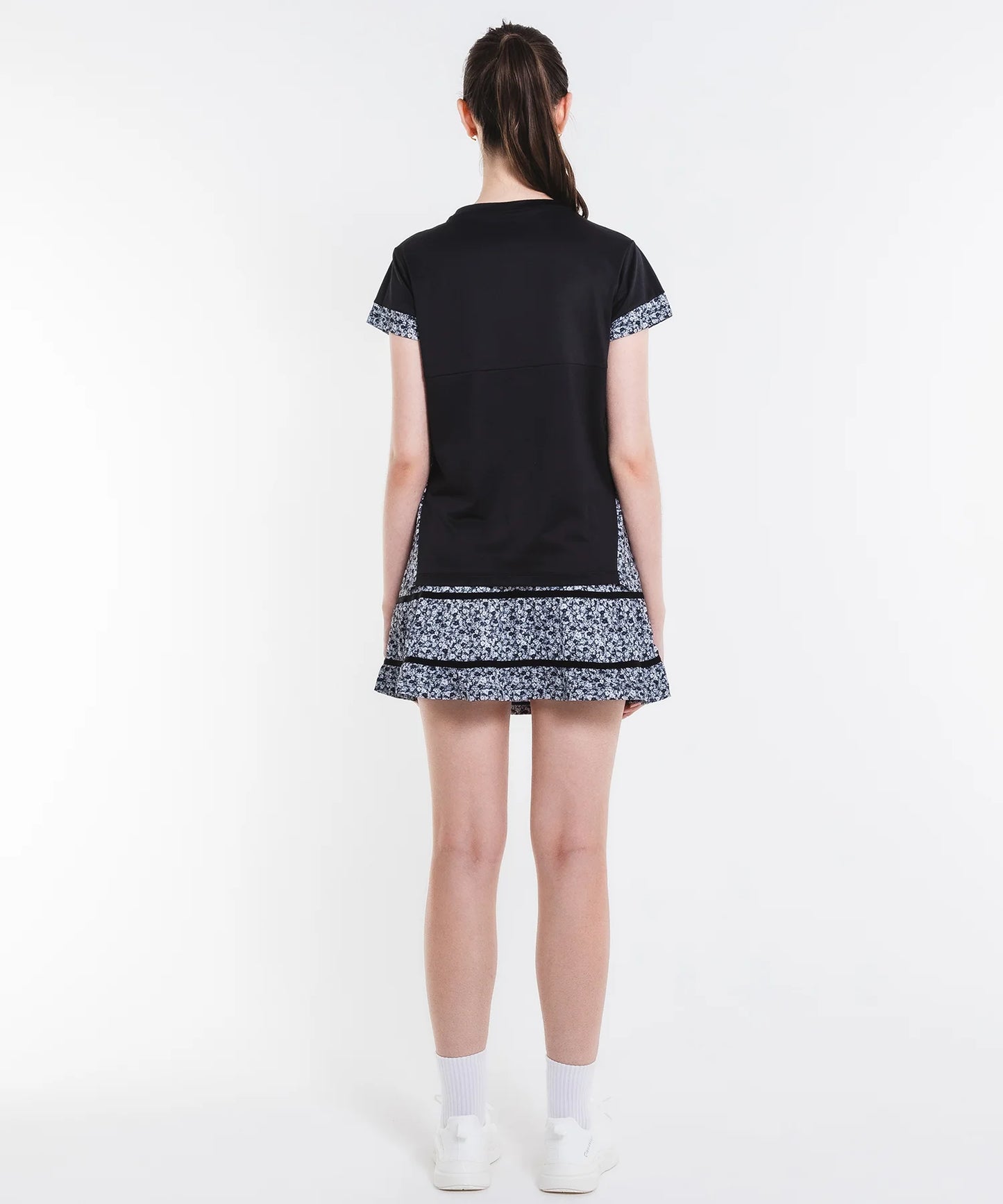 フラワープリントサイドスリット TEE