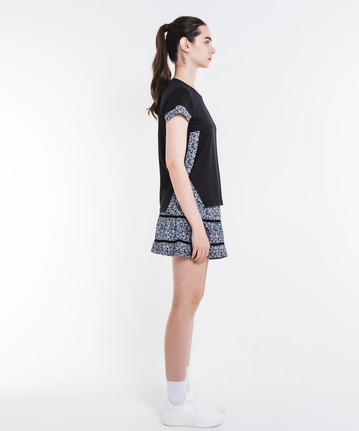 フラワープリントサイドスリット TEE