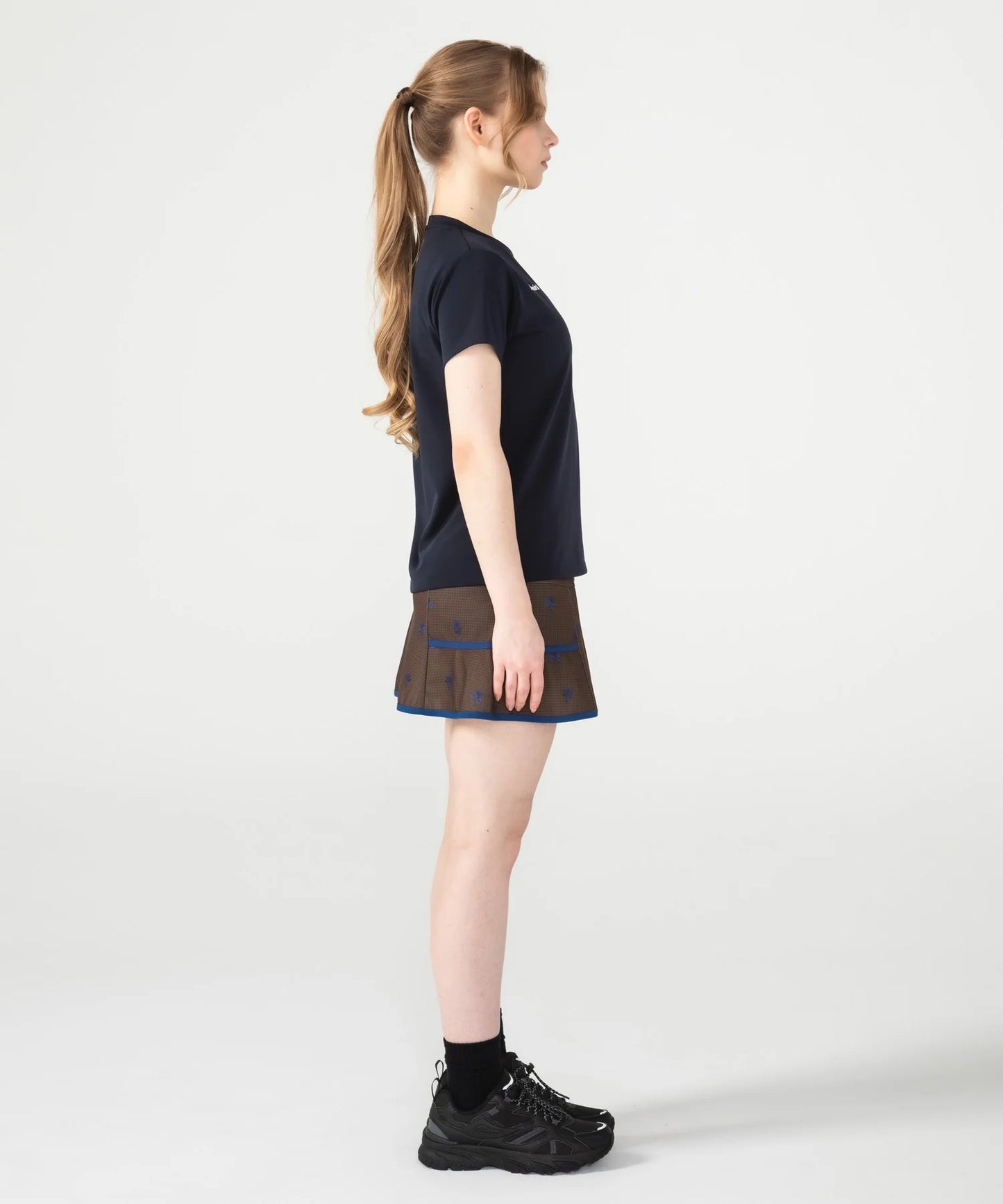 アシンメトリーフラワーチェックTEE